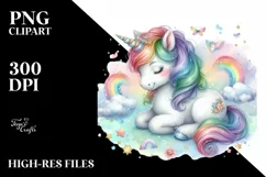 Colorful Baby Unicorn PNG Product Image 1