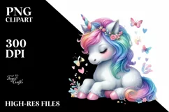 Colorful Baby Unicorn PNG Product Image 1