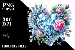 Icy 3D Diamond Heart PNG Product Image 2