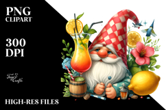 Whimsical Gnome Drinking a Cocktail with Lemon PNG Product Image 2