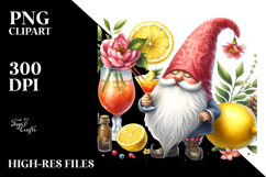 Whimsical Gnome Drinking a Cocktail with Lemon PNG Product Image 2