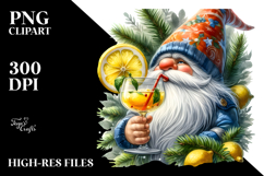 Whimsical Gnome Drinking a Cocktail with Lemon PNG Product Image 2