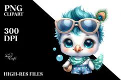 Baby Peacock with Cool Haircut PNG Product Image 2