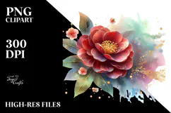 Material Camellia Watercolor Splash PNG Product Image 2