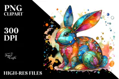 Colorful Bunny Made of on Splashy Background, Transparent Product Image 2