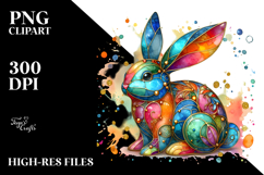 Colorful Bunny Made of on Splashy Background, Transparent Product Image 2