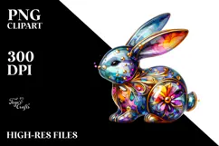 Colorful Bunny Made of on Splashy Background, Transparent Product Image 2
