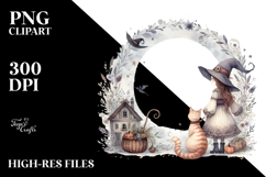 Whimsical Witch with Cat PNG Product Image 2