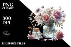 Watercolor Jar Filled with Chrysanthemum Product Image 2