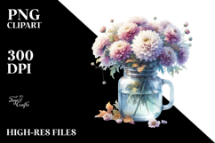 Watercolor Jar Filled with Chrysanthemum Product Image 2