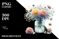 Watercolor Jar Filled with Chrysanthemum Product Image 2