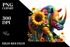 Vibrant Rhino Sunflower PNG Product Image 3