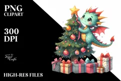 Watercolor Dragon with Presents PNG Product Image 3