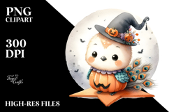 Washed Watercolor of Cute Baby Peacock, Halloween PNG Product Image 2