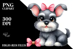 Watercolor Cute Miniature Schnauzer PNG Product Image 2