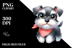 Watercolor Cute Miniature Schnauzer PNG Product Image 2