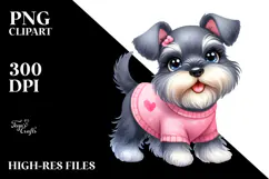Happy Miniature Schnauzer Cartoon PNG Product Image 2
