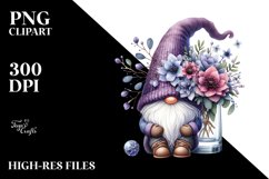 Gnome with Violet Floral Ornament PNG Product Image 2