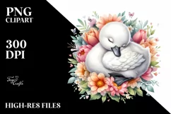 Colorful Cute Baby Swan Sleeping Flower | Sublimation Product Image 3