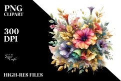 Vibrant Abstract Bouquet with Petunia | Sublimation Clipart Product Image 1