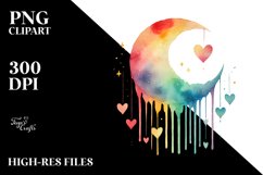 Simple Half Moon with Hearts PNG Product Image 2