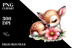Sleeping Baby Deer in Digital Watercolor, PNG Product Image 2
