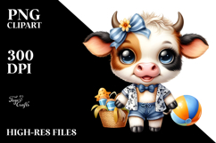 Cute Baby Cow with Singer Look PNG Product Image 2