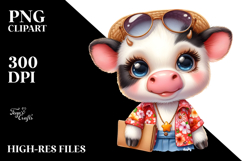 Cute Baby Cow with Singer Look PNG Product Image 2