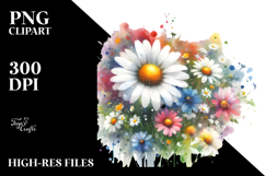 Colorful Daisy Watercolor PNG Product Image 2