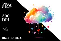 Simple Adorned Cloud with Hanging Hearts, PNG Product Image 2
