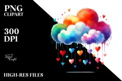 Simple Adorned Cloud with Hanging Hearts, PNG Product Image 2