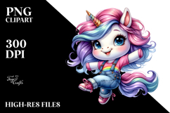 Jumping Baby Unicorn, Cute PNG Product Image 2