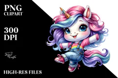 Jumping Baby Unicorn, Cute PNG Product Image 2