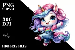Jumping Baby Unicorn, Cute PNG Product Image 1
