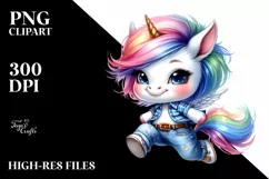 Jumping Baby Unicorn, Cute PNG Product Image 1