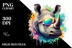 Vibrant Rhino Sunglasses Paint | Sublimation Clipart Product Image 1