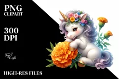 Baby Unicorn Marigold Clipart Product Image 3