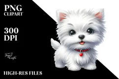 Cute Cartoon West Highland White Terrier PNG Product Image 2