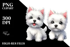 Cute Cartoon West Highland White Terrier PNG Product Image 2