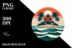 Vintage Tropical Island Sunset | Sublimation | Clipart Product Image 3