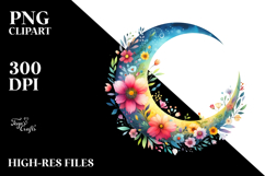 Vibrant Moon Flowers | Sublimation Clipart Product Image 2