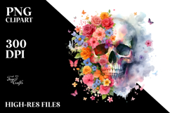 Colorful Skull Made of Spring Flowers PNG Product Image 2