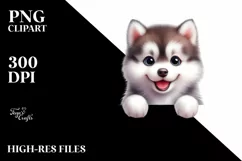 Enthusiastic Baby Siberian Husky Clipart Product Image 1