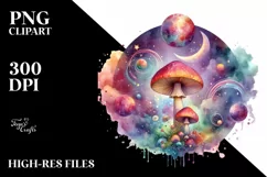 Magical Mushroom Watercolor Splash PNG Product Image 3
