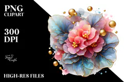Abstract Begonia Watercolor Splash PNG Product Image 2