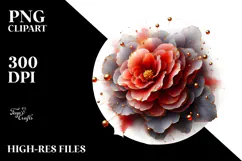 Abstract Begonia Watercolor Splash PNG Product Image 2
