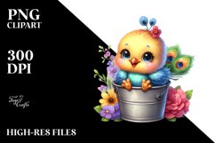Colorful Baby Peacock Sitting in a Bucket | Clipart Product Image 3