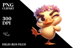 Whimsical Duck with Flower Crown, Transparent PNG Product Image 2