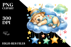 Baby Puppy Sleeping on Cloud | Sublimation | Clipart Product Image 2