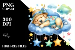 Baby Puppy Sleeping on Cloud | Sublimation | Clipart Product Image 3